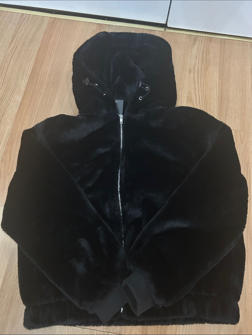 Urban Planet Black Faux-Fur Hooded Teddy Jacket